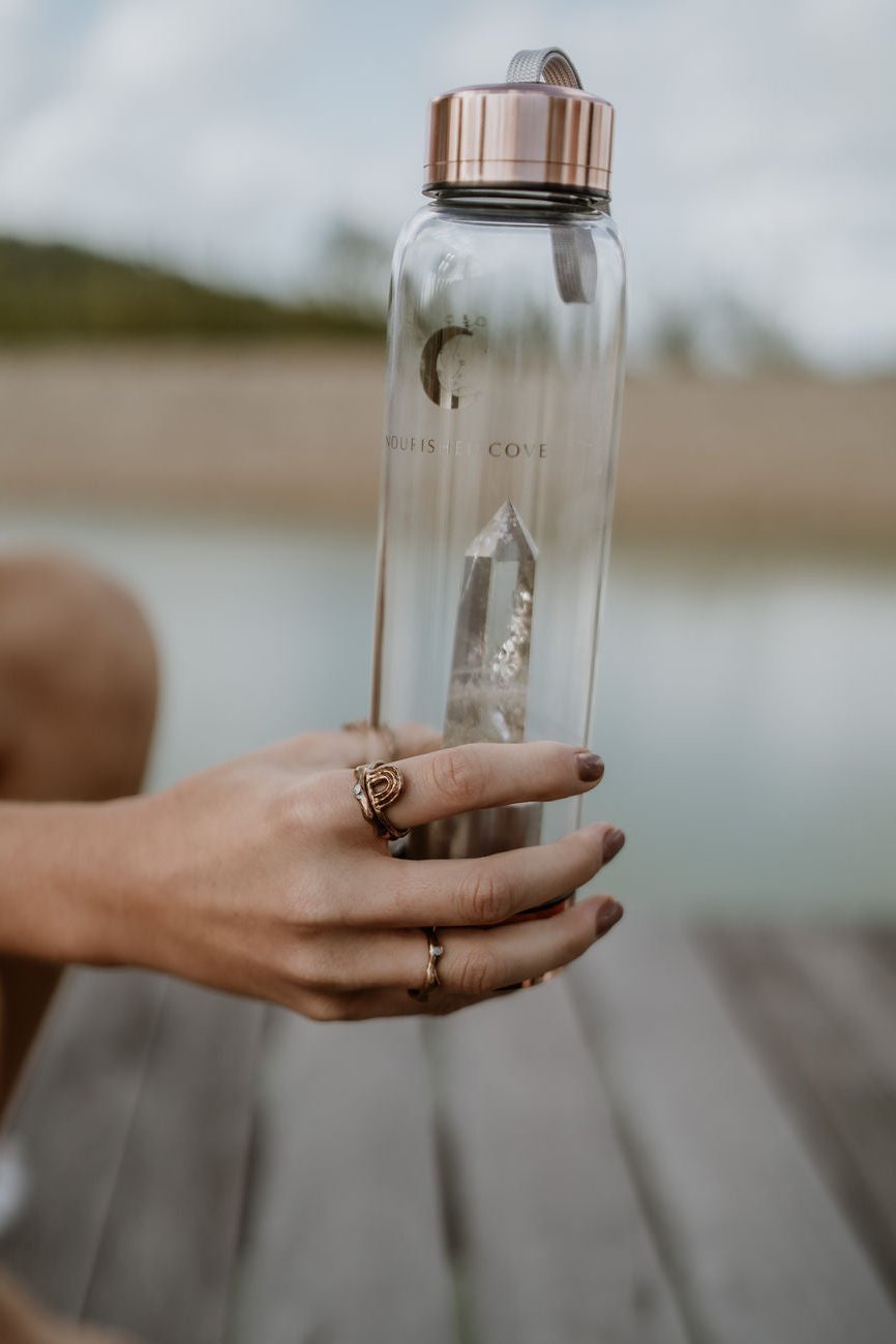 Rose Gold Smoky Quartz Infused Water Bottle Nourished Cove