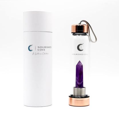 Amethyst Crystal Infused Water Bottle (Rose Gold Collection)