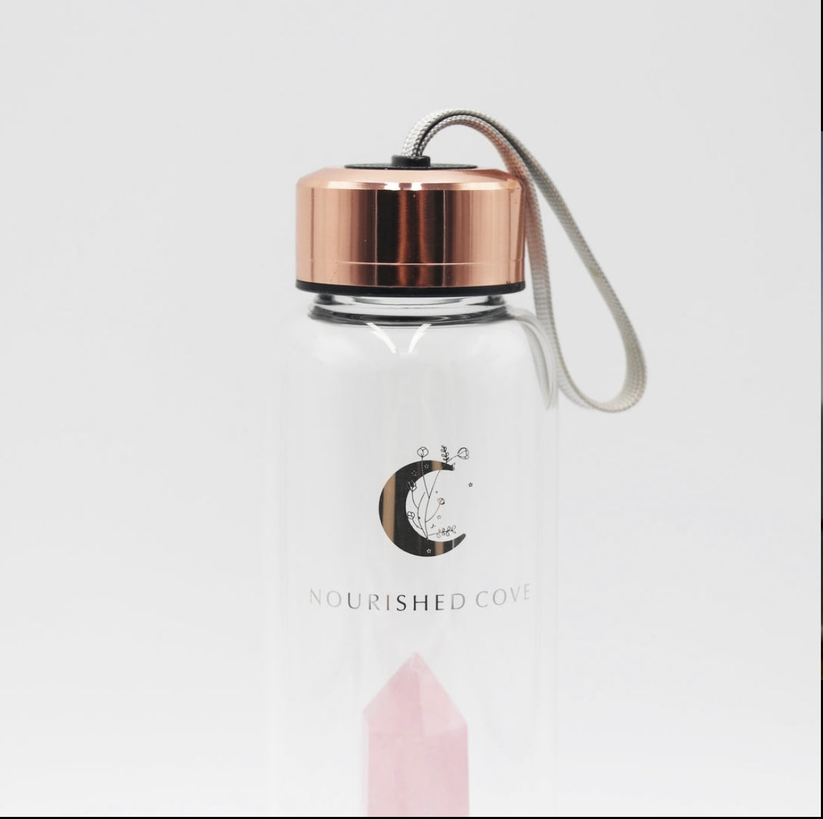 Rose Quartz Crystal Infused Water Bottle (Rose Gold Collection)