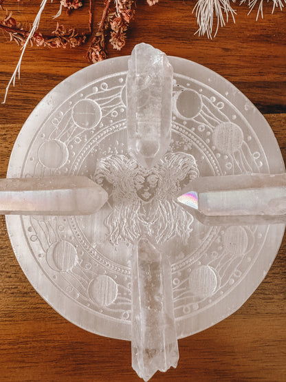 Selenite Crystal Charging Plate - Witchcraft, Magic and the Moon Goddess