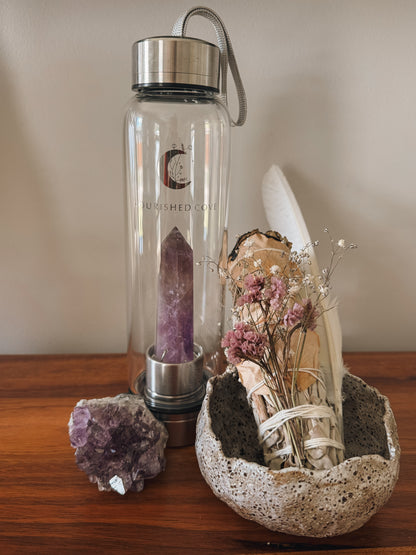 Amethyst Crystal Infused Water Bottle (Silver Collection)