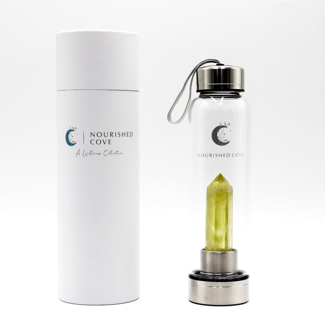 Citrine Crystal Infused Water Bottle (Silver Collection)