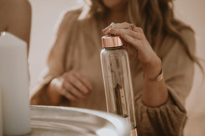 Smoky Quartz Crystal Infused Water Bottle (Rose Gold Collection)