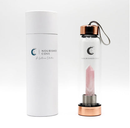 Rose Quartz Crystal Infused Water Bottle (Rose Gold Collection)