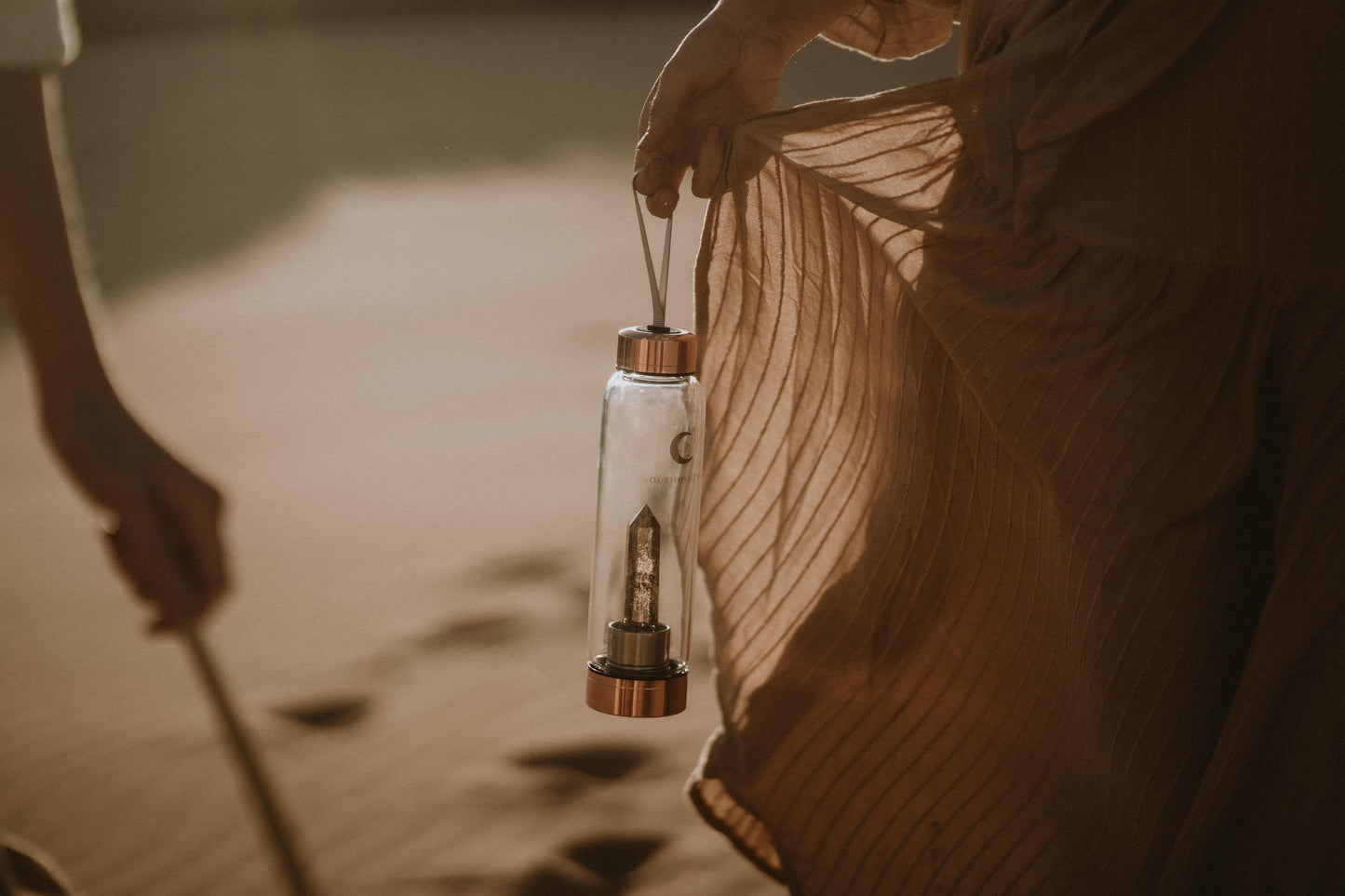 Smoky Quartz Crystal Infused Water Bottle (Rose Gold Collection)