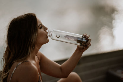 Smoky Quartz Crystal Infused Water Bottle (Silver Collection)