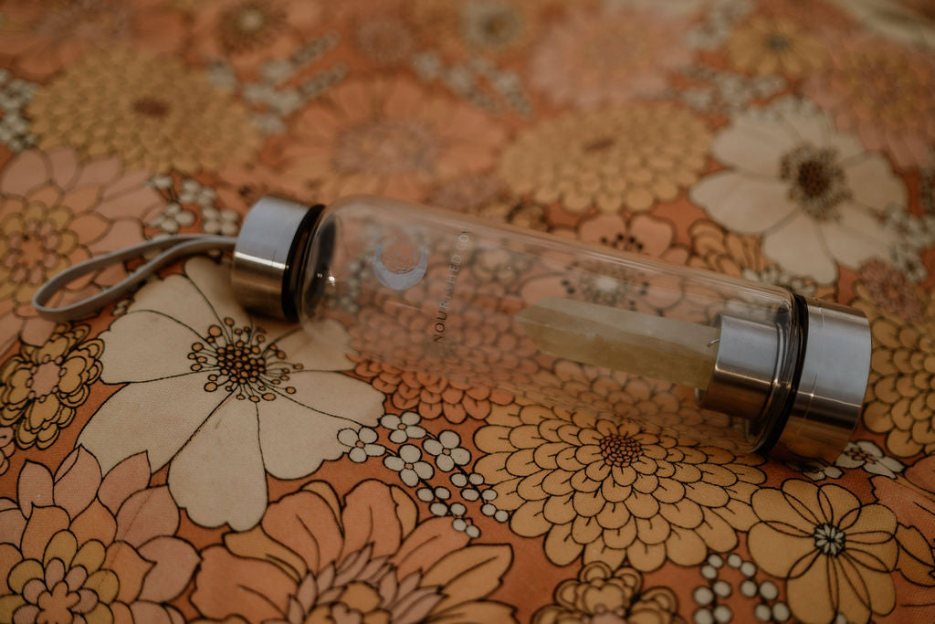 Citrine Crystal Infused Water Bottle (Silver Collection)